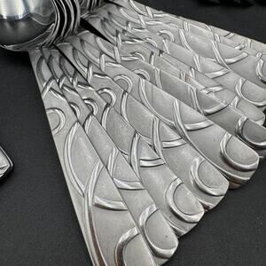 56 Pieces Cambridge Conquest Circles Stainless Flatware